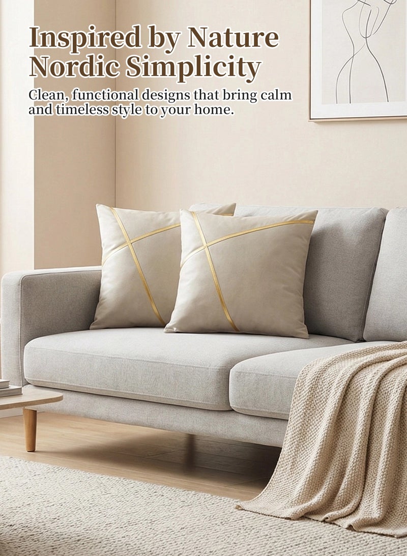 INFOSUN Two-Piece Pillow Cover Set, Sofa Cushion Cover, Pillowcase, Waterproof Gold Thread Design Pillow Cover, Sofa Pillowcase  45cm x 45cm, Living Room Sofa Bed Pillowcase 18x18 inches - Image 2